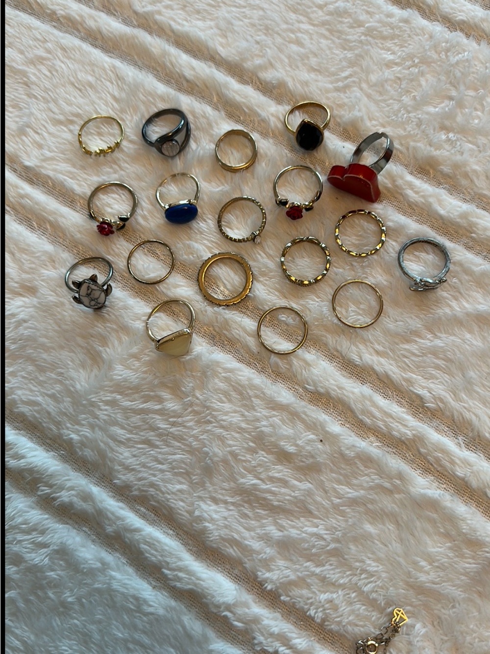 Gold and Multicolor Women's Ring Set - Mixed Stackable Fashion Rings